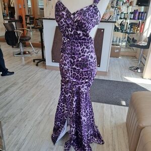 Purple Leopard Print Gown